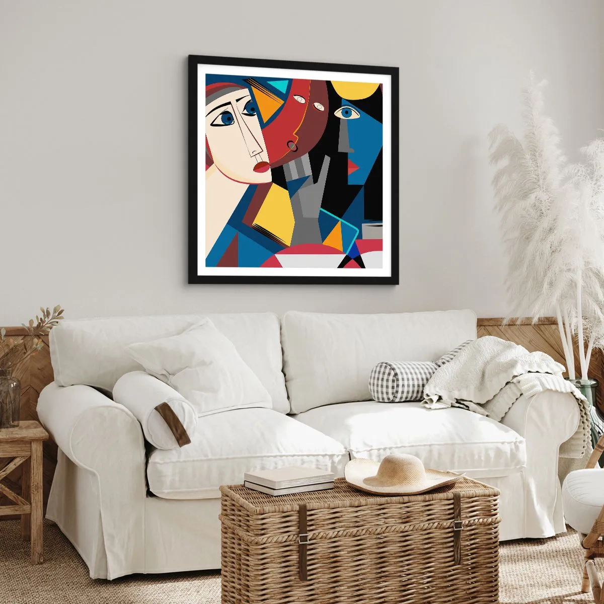 Affiche dans un cadre noir - Poster - Une conversation entre cubistes - 50x50 cm