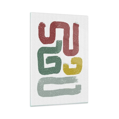 Impression sur verre - Image sur verre - Motifs géométriques colorés dans un style abstrait - 80x120cm - Dans une langue inconnue - Décoration murale moderne pour le salon et la chambre ARTTOR