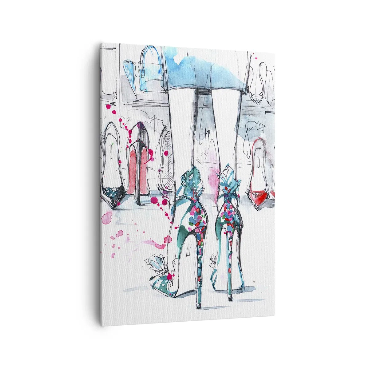 Impression sur toile - Image sur toile - Graphismes artistiques mettant en vedette des talons hauts et des accessoires - 70x100cm - Sésame, ouvre-toi - Décoration murale moderne pour le salon et la chambre ARTTOR