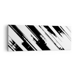 Impression sur toile - Image sur toile - Lignes noires et blanches et motifs géométriques dans un style moderne - 140x50cm - Une composition intense et dynamique - Décoration murale moderne pour le salon et la chambre ARTTOR
