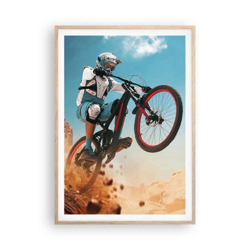 Affiche dans un chêne clair - Poster - Démon de la folie du vélo - 70x100 cm