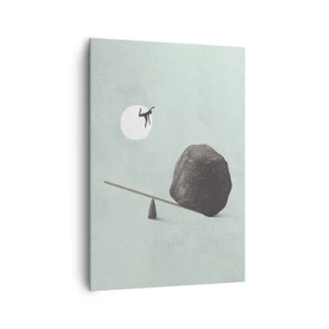 Impression sur toile - Image sur toile - Une scène symbolique avec une figure et un équilibre sur un ciel lumineux. - 70x100cm - Réalisation de ses rêves - Décoration murale moderne pour le salon et la chambre ARTTOR