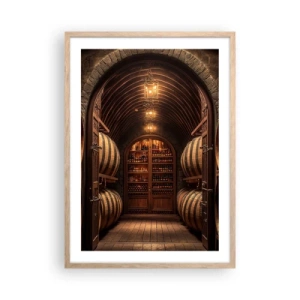 Affiche dans un chêne clair - Poster - Cave climatisée - 50x70 cm
