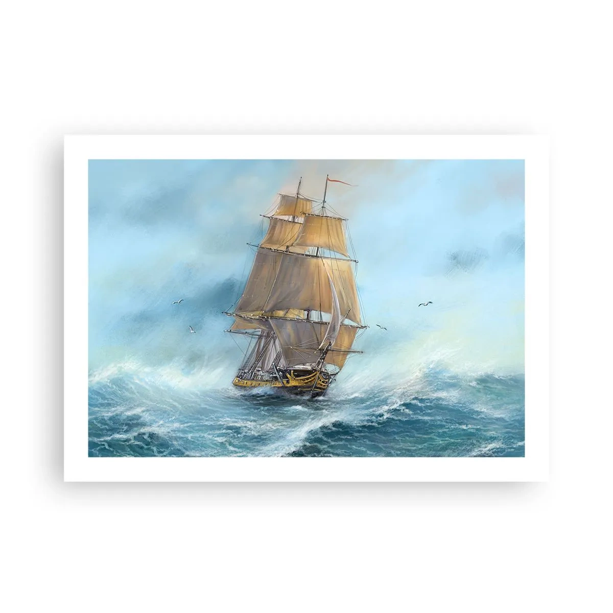 Affiche - Poster - Se précipitant sur les vagues - 70x50 cm