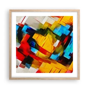 Affiche dans un chêne clair - Poster - Une superposition multicolore - 50x50 cm