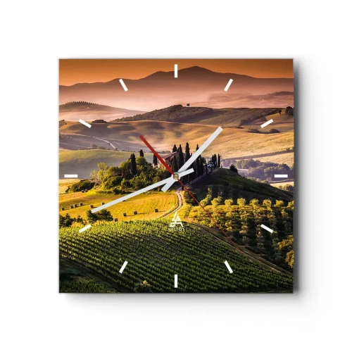 Horloge murale - Pendule murale - Arcadie - le paysage toscan - 40x40 cm