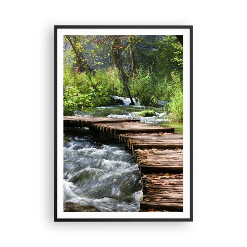 Affiche dans un cadre noir - Poster - Au-dessus de la cascade mousseuse - 70x100 cm