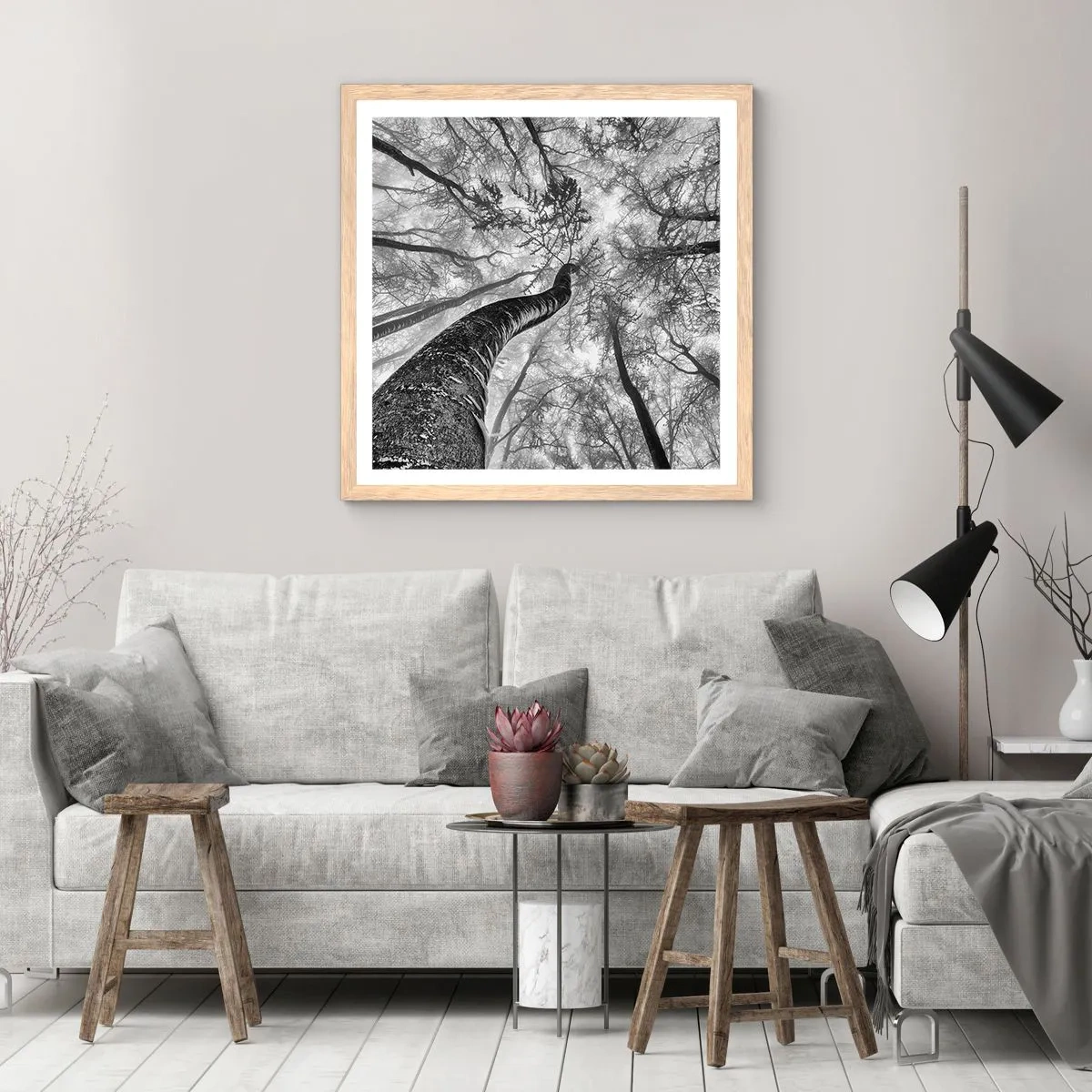 Affiche dans un chêne clair - Poster - Course vers la lumière - 40x40 cm