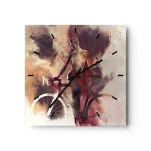 Horloge murale - Pendule murale - Silhouette abstraite avec un vélo dans un style artistique - 30x30cm - Une âme de vélo aux formes marbrées - Décoration murale moderne pour le salon et la chambre ARTTOR