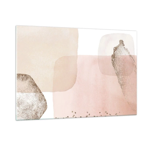 Impression sur verre - Image sur verre - Une composition abstraite dans les tons de rose, beige et or. - 120x80cm - Regard à travers la couleur - Décoration murale moderne pour le salon et la chambre ARTTOR