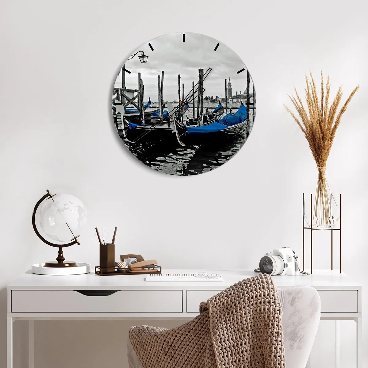 Horloge murale - Pendule murale - Venise pensive - 40x40 cm