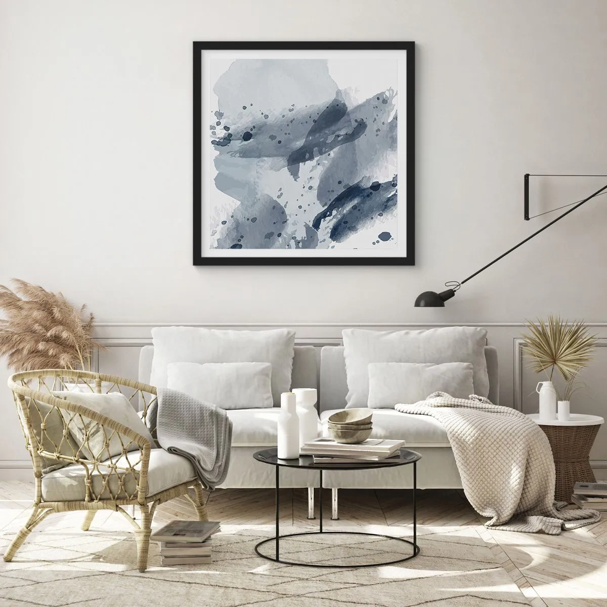 Affiche dans un cadre noir - Poster - Étude de la nature de l'eau - 40x40 cm