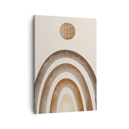 Impression sur toile - Image sur toile - Motif planétaire géométrique dans les tons de marron - 50x70cm - Dans une galaxie lointaine - Décoration murale moderne pour le salon et la chambre ARTTOR