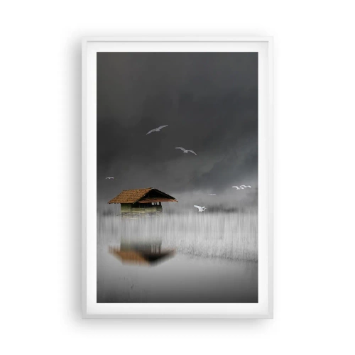 Affiche dans un cadre blanc - Poster - A l'abri de la pluie - 61x91 cm