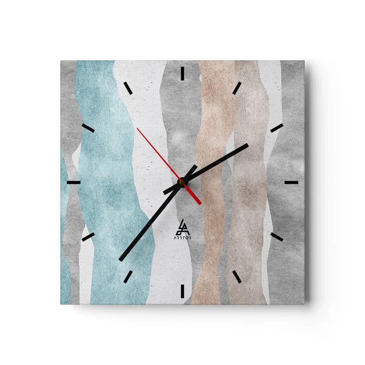Horloge murale - Pendule murale - Rayures abstraites aux tons pastel - 30x30cm - Une étude de proximité - Décoration murale moderne pour le salon et la chambre ARTTOR