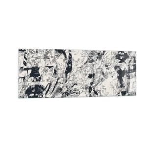 Impression sur verre - Image sur verre - Composition abstraite en noir et blanc avec une mise en page dynamique - 140x50cm - Interpénétration des contraires - Décoration murale moderne pour le salon et la chambre ARTTOR