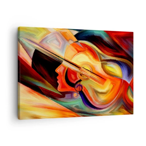 Impression sur toile - Image sur toile - Abstraction colorée inspirée de la musique et de la guitare - 70x50cm - Tout va bien - Décoration murale moderne pour le salon et la chambre ARTTOR