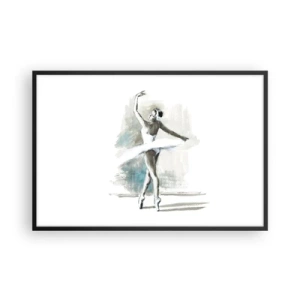 Affiche dans un cadre noir - Poster - Enchantement du cygne - 91x61 cm