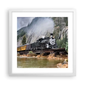 Affiche dans un cadre blanc - Poster - Et lui jusqu'où? Jusqu'où? - 40x40 cm