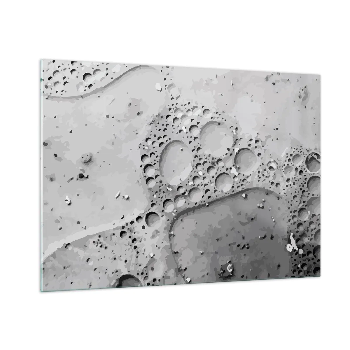 Impression sur verre - Image sur verre - Motif de bulles abstrait sur la surface dans des tons de gris - 100x70cm - Sentier de mousse - Décoration murale moderne pour le salon et la chambre ARTTOR