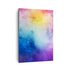 Impression sur toile - Image sur toile - Une composition abstraite dans des tons pastel de rose et de bleu. - 50x70cm - Presque au septième ciel - Décoration murale moderne pour le salon et la chambre ARTTOR