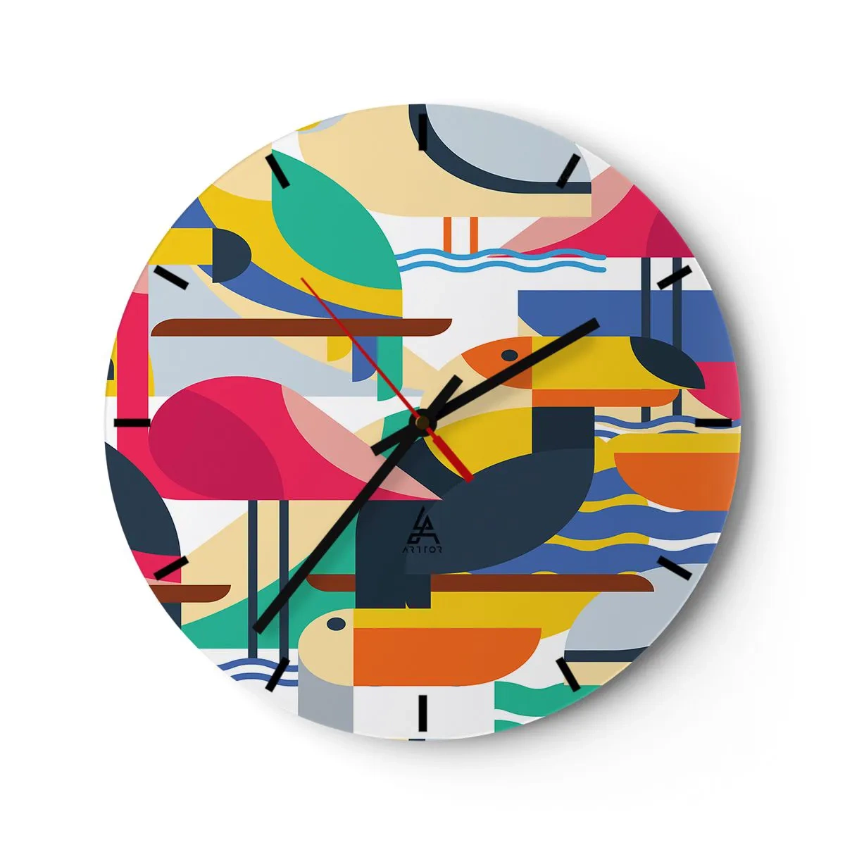 Horloge murale - Pendule murale - Fête des oiseaux - 40x40 cm