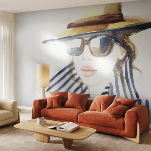 Papier peint sur mesure Premium Sand - La Floride vous souhaite la bienvenue ! - Visage de femme, Portrait d'une femme, Mode