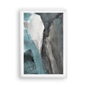 Affiche dans un cadre blanc - Poster - Résumé : roches et glace - 61x91 cm