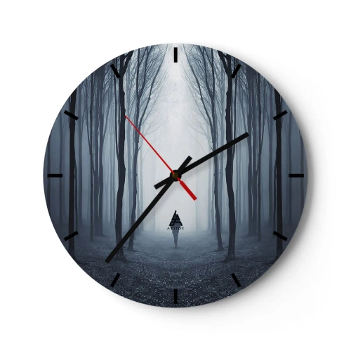 Horloge murale - Pendule murale - Une forêt sombre dans le brouillard avec une silhouette mystérieuse - 30x30cm - Tout est simple et clair - Décoration murale moderne pour le salon, la cuisine et la chambre ARTTOR