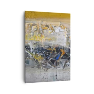 Impression sur toile - Image sur toile - Abstraction avec des nuances dominantes de jaune et de gris - 50x70cm - Tout se met en place - Décoration murale moderne pour le salon et la chambre ARTTOR