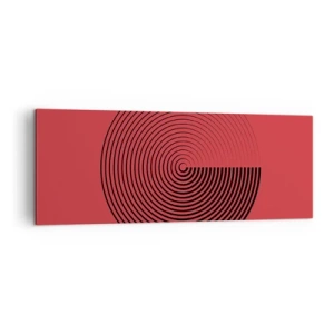 Impression sur toile - Image sur toile - Cercles concentriques sur fond rouge - 140x50cm - Mouvement circulaire - Décoration murale moderne pour le salon et la chambre ARTTOR