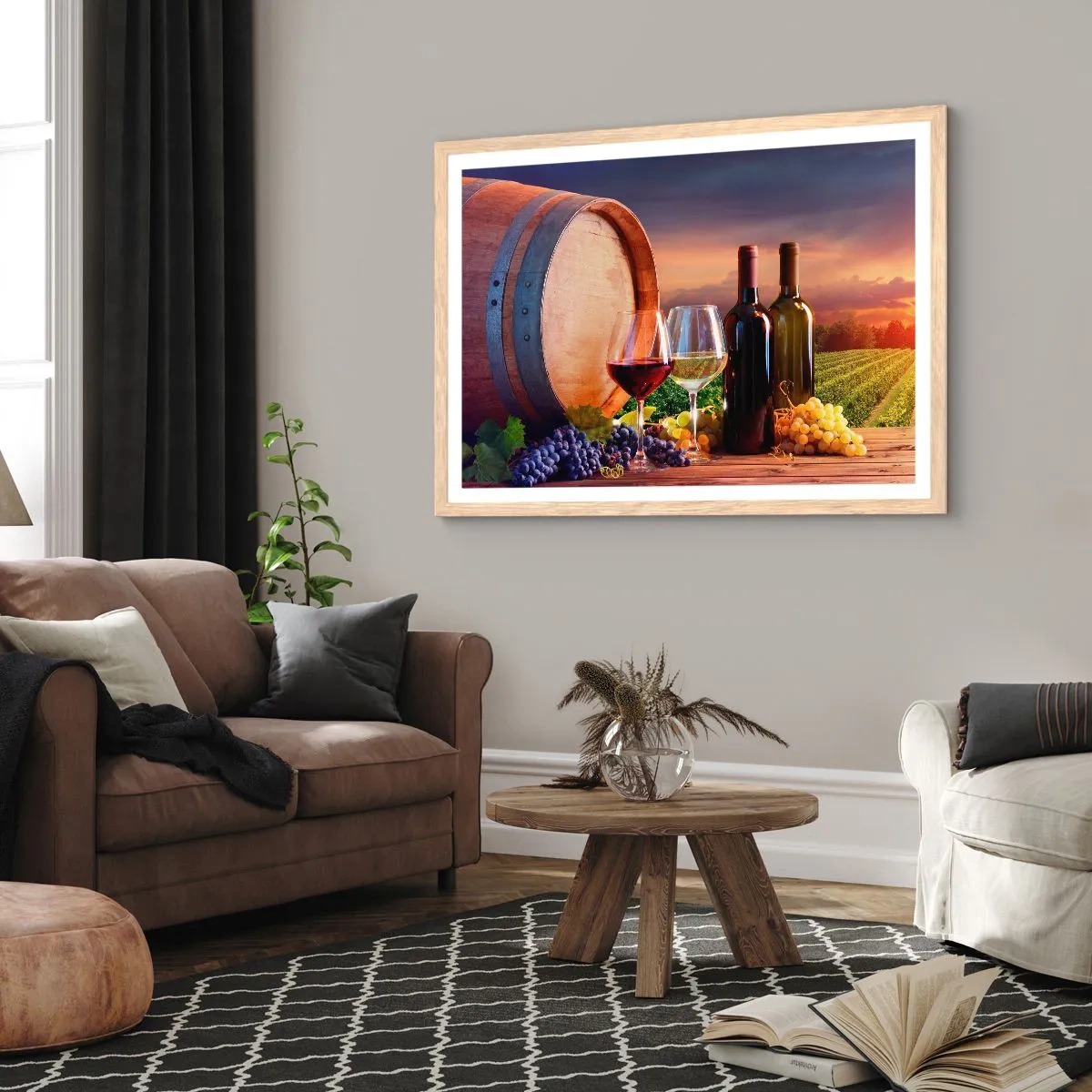 Affiche dans un chêne clair - Poster - Ici la vie a du goût - 91x61 cm