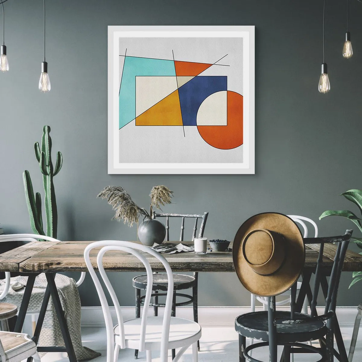 Affiche dans un cadre blanc - Poster - Abstraction : plaisir moderniste - 50x50 cm