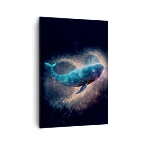 Impression sur toile - Image sur toile - Une baleine spatiale avec une galaxie en arrière-plan - 70x100cm - Un tel monde existe… - Décoration murale moderne pour le salon et la chambre ARTTOR