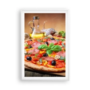 Affiche dans un cadre blanc - Poster - Avec une vraie saveur italienne - 61x91 cm