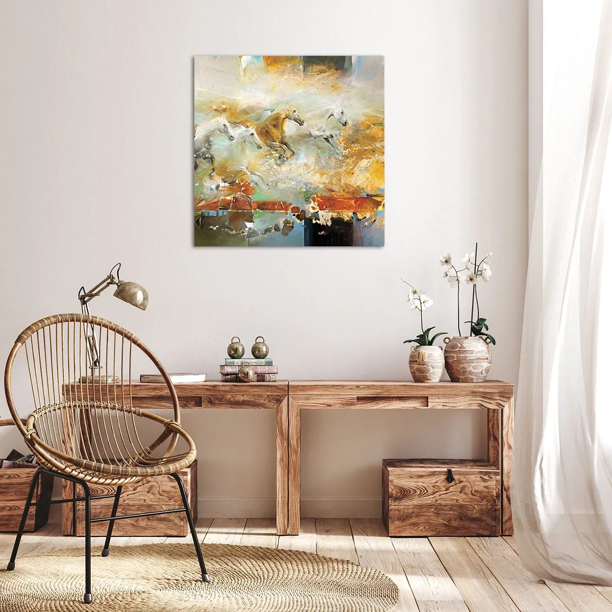 Impression sur toile - Image sur toile - Au galop vers la lumière - 60x60 cm