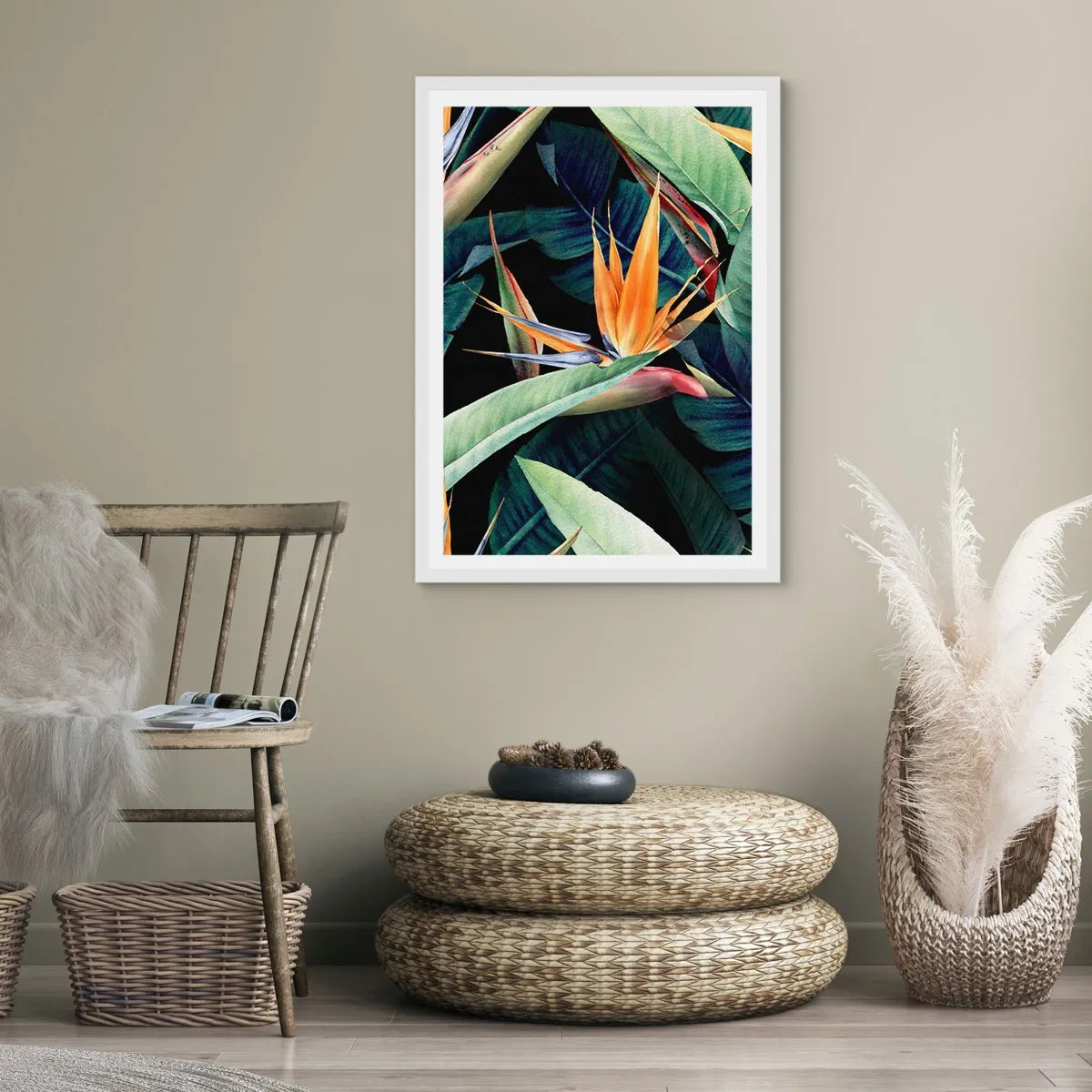 Affiche dans un cadre blanc - Poster - Fleurs flamboyantes des tropiques - 50x70 cm