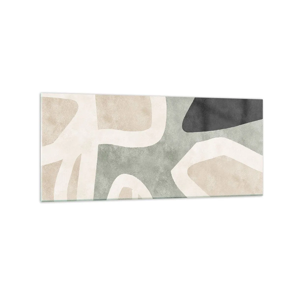 Impression sur verre - Image sur verre - Formes abstraites aux couleurs tamisées - 120x50cm - Composition pour motif noir - Décoration murale moderne pour le salon et la chambre ARTTOR