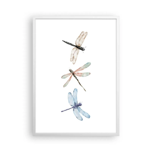 Affiche dans un cadre blanc - Poster - Libellules en apesanteur - 50x70 cm
