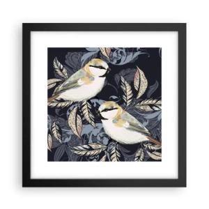 Affiche dans un cadre noir - Poster - Babillement jaune et bleu - 30x30 cm