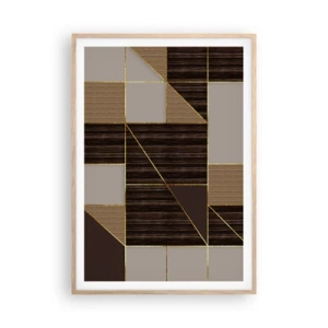 Affiche dans un chêne clair - Poster - Mozaique de bronze et d'or - 70x100 cm