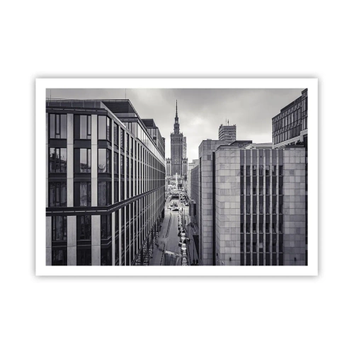 Affiche - Poster - Panorama de Varsovie avec vue sur le Palais de la Culture et les bâtiments environnants - 100x70cm - Vallée de Varsovie - Décoration murale moderne pour le salon et la chambre ARTTOR