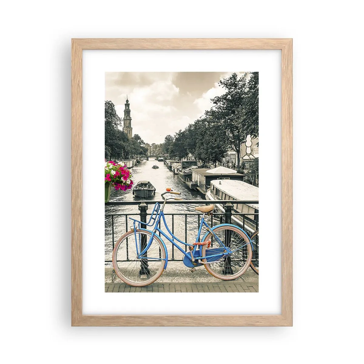 Affiche dans un chêne clair - Poster - Couleurs de rue d'Amsterdam - 30x40 cm