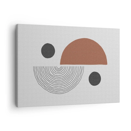 Impression sur toile - Image sur toile - Formes géométriques dans les tons de marron et de noir - 70x50cm - Perfection de la roue - Décoration murale moderne pour le salon et la chambre ARTTOR