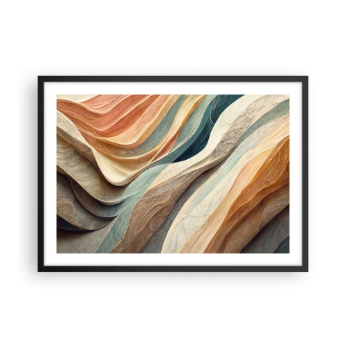 Affiche dans un cadre noir - Poster - Vagues abstraites aux tons pastel - 70x50cm - Le moment avant le changement - Décoration murale moderne pour le salon et la chambre ARTTOR