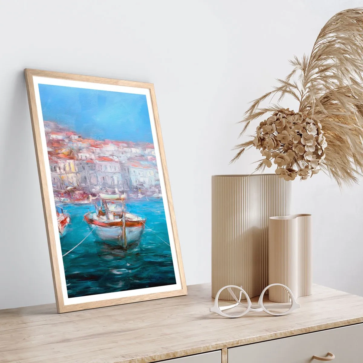 Affiche dans un chêne clair - Poster - Baie italienne - 30x40 cm