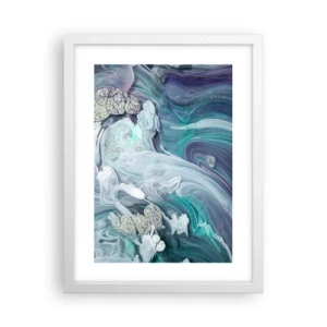 Affiche dans un cadre blanc - Poster - Courants bleus - 30x40 cm