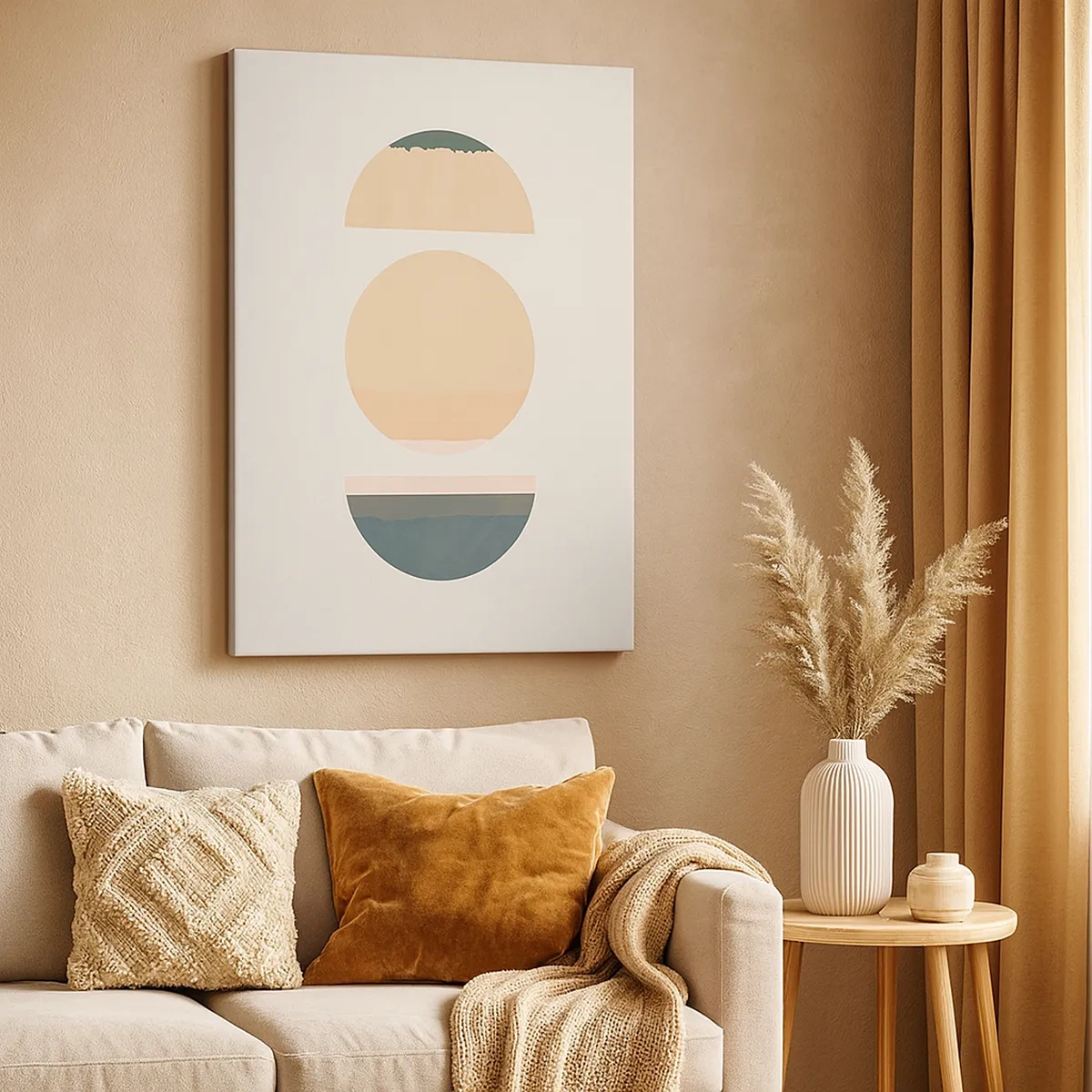 Impression sur toile - Image sur toile - Formes géométriques abstraites aux couleurs pastel - 50x70cm - Cercles après cercles - Décoration murale moderne pour le salon et la chambre ARTTOR