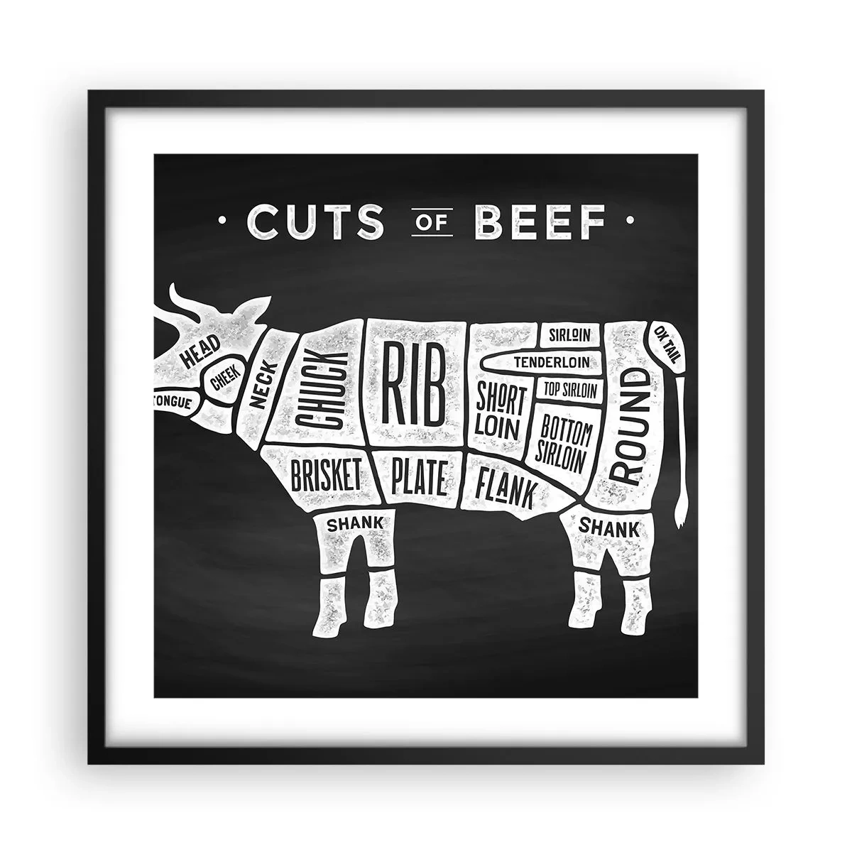 Affiche dans un cadre noir - Poster - L'art de la découpe - 50x50 cm