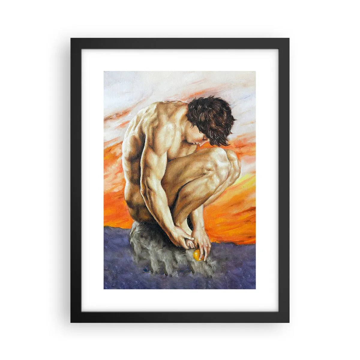 Affiche dans un cadre noir - Poster - Plongé dans ses pensées - 30x40 cm